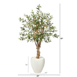 53” Olive Artificial Tree in White Planter-Parc Decor
