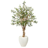 53” Olive Artificial Tree in White Planter-Parc Decor
