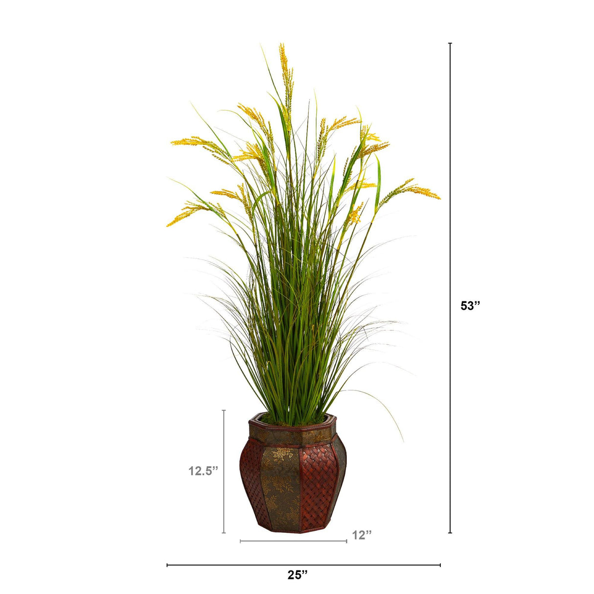 53” Wheat Grain Artificial Plant in Decorative Planter-Parc Decor
