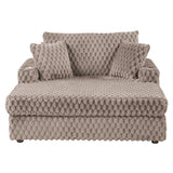 54 Inch Contemporary Indoor Upholstered Chaise Lounge Plush Sleeper Chair with Throw Pillows, 2 Cup Holders and Magazine Bags for Living Room-Parc Decor