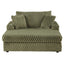 54 Inch Contemporary Indoor Upholstered Chaise Lounge Plush Sleeper Chair with Throw Pillows, 2 Cup Holders and Magazine Bags for Living Room