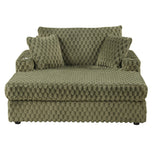 54 Inch Contemporary Indoor Upholstered Chaise Lounge Plush Sleeper Chair with Throw Pillows, 2 Cup Holders and Magazine Bags for Living Room