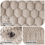 54 Inch Contemporary Indoor Upholstered Chaise Lounge Plush Sleeper Chair with Throw Pillows, 2 Cup Holders and Magazine Bags for Living Room-Parc Decor