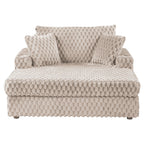 54 Inch Contemporary Indoor Upholstered Chaise Lounge Plush Sleeper Chair with Throw Pillows, 2 Cup Holders and Magazine Bags for Living Room