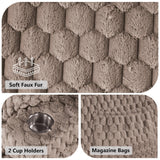 54 Inch Contemporary Indoor Upholstered Chaise Lounge Plush Sleeper Chair with Throw Pillows, 2 Cup Holders and Magazine Bags for Living Room-Parc Decor