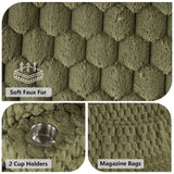 54 Inch Contemporary Indoor Upholstered Chaise Lounge Plush Sleeper Chair with Throw Pillows, 2 Cup Holders and Magazine Bags for Living Room-Parc Decor