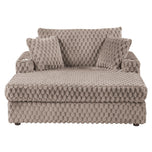 54 Inch Contemporary Indoor Upholstered Chaise Lounge Plush Sleeper Chair with Throw Pillows, 2 Cup Holders and Magazine Bags for Living Room