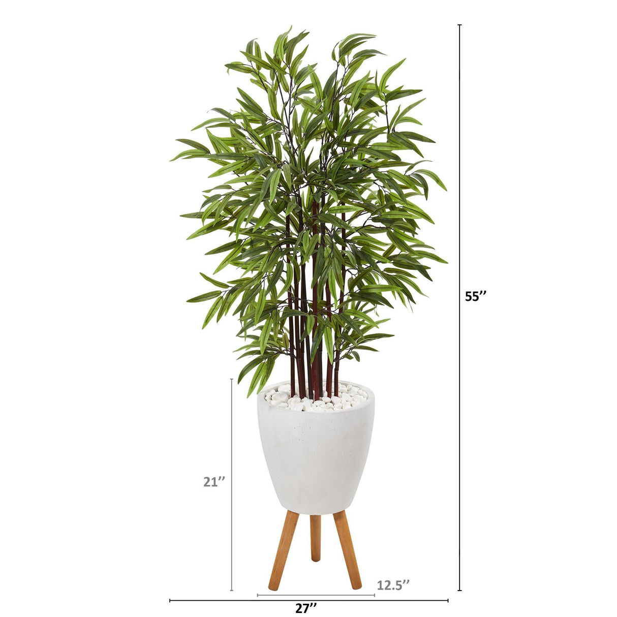 55” Bamboo Artificial Tree in White Planter with Stand-Parc Decor