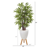 55” Bamboo Artificial Tree in White Planter with Stand-Parc Decor