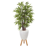 55” Bamboo Artificial Tree in White Planter with Stand-Parc Decor