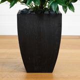 56” Bay Leaf Cone Topiary Artificial Tree UV Resistant in Black Planter (Indoor/Outdoor)-Parc Decor