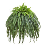 56” Giant Boston Fern Artificial Plant in Cement Bowl-Parc Decor