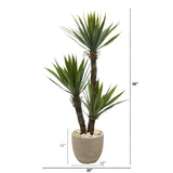 56” Yucca Artificial Tree in Sandstone Planter-Parc Decor