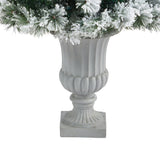 56” Flocked Oregon Pine Artificial Christmas Tree with 100 Clear Lights and 215 Bendable Branches in Decorative Urn-Christmas Tree-Parc Decor