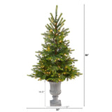 56” North Carolina Spruce Artificial Christmas Tree with 100 Clear Lights and 207 Bendable Branches in Decorative Urn-Christmas Tree-Parc Decor