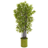 57” Bamboo Artificial Tree with Black Trunks in Green Planter (Indoor/Outdoor)-Parc Decor