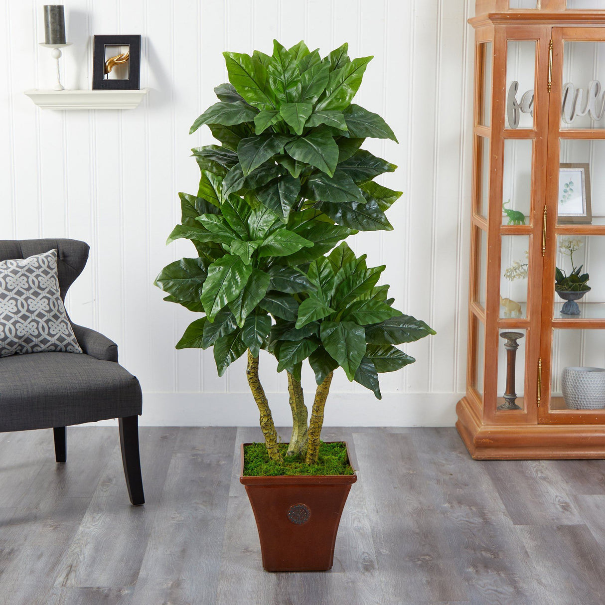 57” Bird Nest Artificial Tree in Brown Planter(Indoor/Outdoor)-Parc Decor