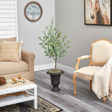 57” Eucalyptus Artificial Tree in Charcoal Urn-Parc Decor