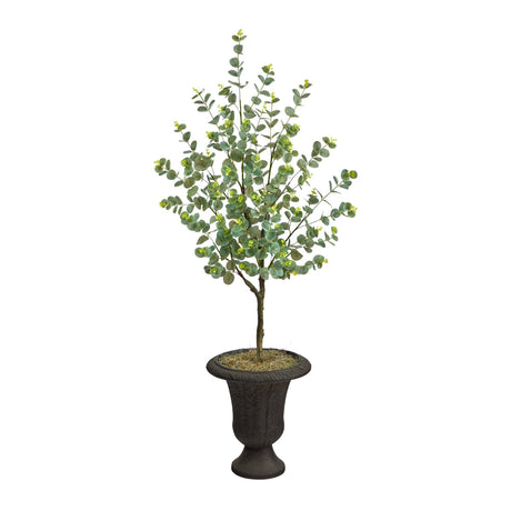 57” Eucalyptus Artificial Tree in Charcoal Urn-Parc Decor