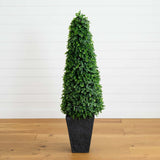57” Eucalyptus Topiary Artificial Tree in Slate Planter (Indoor/Outdoor)-Parc Decor