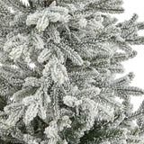 57” Flocked Fraser Fir Artificial Christmas Tree with 300 Warm White Lights and 967 Bendable Branches in Tower Planter-Christmas Tree-Parc Decor