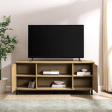 58" 2 Door Wood and Rattan TV Stand-Entertainment-Parc Decor