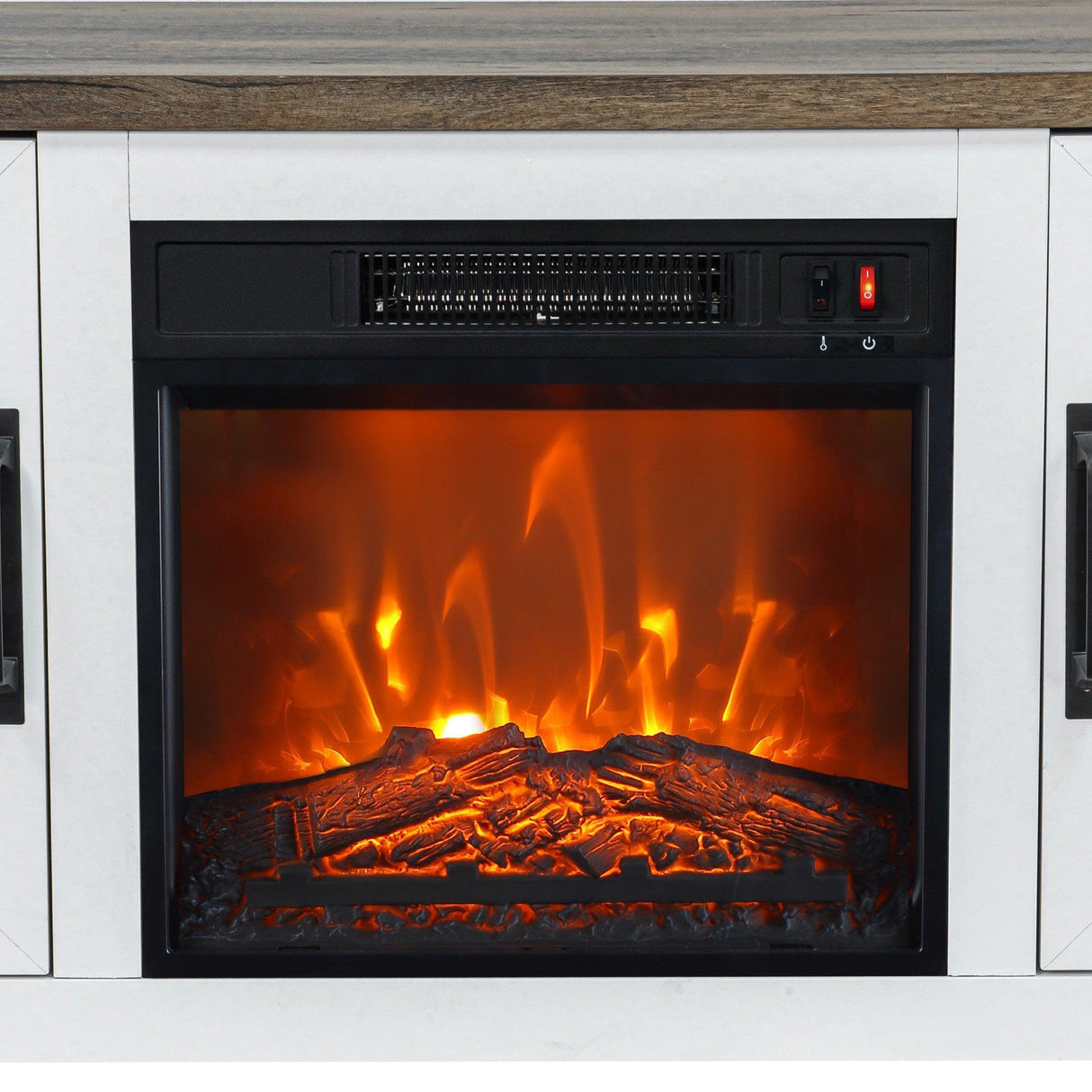 58" Farmhouse TV Stand with 18" Insert Electric Fireplace for Living Room-Parc Decor