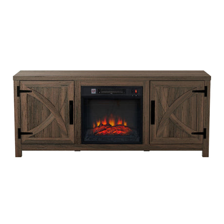 58" Farmhouse TV Stand with 18" Insert Electric Fireplace for Living Room-Parc Decor