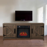 58" Farmhouse TV Stand with 18" Insert Electric Fireplace for Living Room-Parc Decor