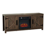 58" Farmhouse TV Stand with 18" Insert Electric Fireplace for Living Room-Parc Decor