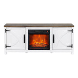 58" Farmhouse TV Stand with 18" Insert Electric Fireplace for Living Room-Parc Decor
