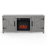 58" Farmhouse TV Stand with 18" Insert Electric Fireplace for Living Room-Parc Decor