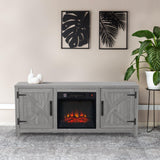 58" Farmhouse TV Stand with 18" Insert Electric Fireplace for Living Room-Parc Decor
