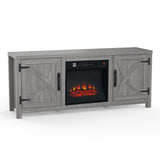 58" Farmhouse TV Stand with 18" Insert Electric Fireplace for Living Room-Parc Decor