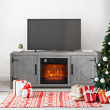58" Farmhouse TV Stand with 18" Insert Electric Fireplace for Living Room-Parc Decor