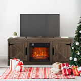 58" Farmhouse TV Stand with 18" Insert Electric Fireplace for Living Room-Parc Decor