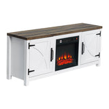 58" Farmhouse TV Stand with 18" Insert Electric Fireplace for Living Room-Parc Decor