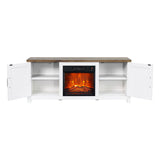 58" Farmhouse TV Stand with 18" Insert Electric Fireplace for Living Room-Parc Decor