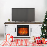 58" Farmhouse TV Stand with 18" Insert Electric Fireplace for Living Room-Parc Decor