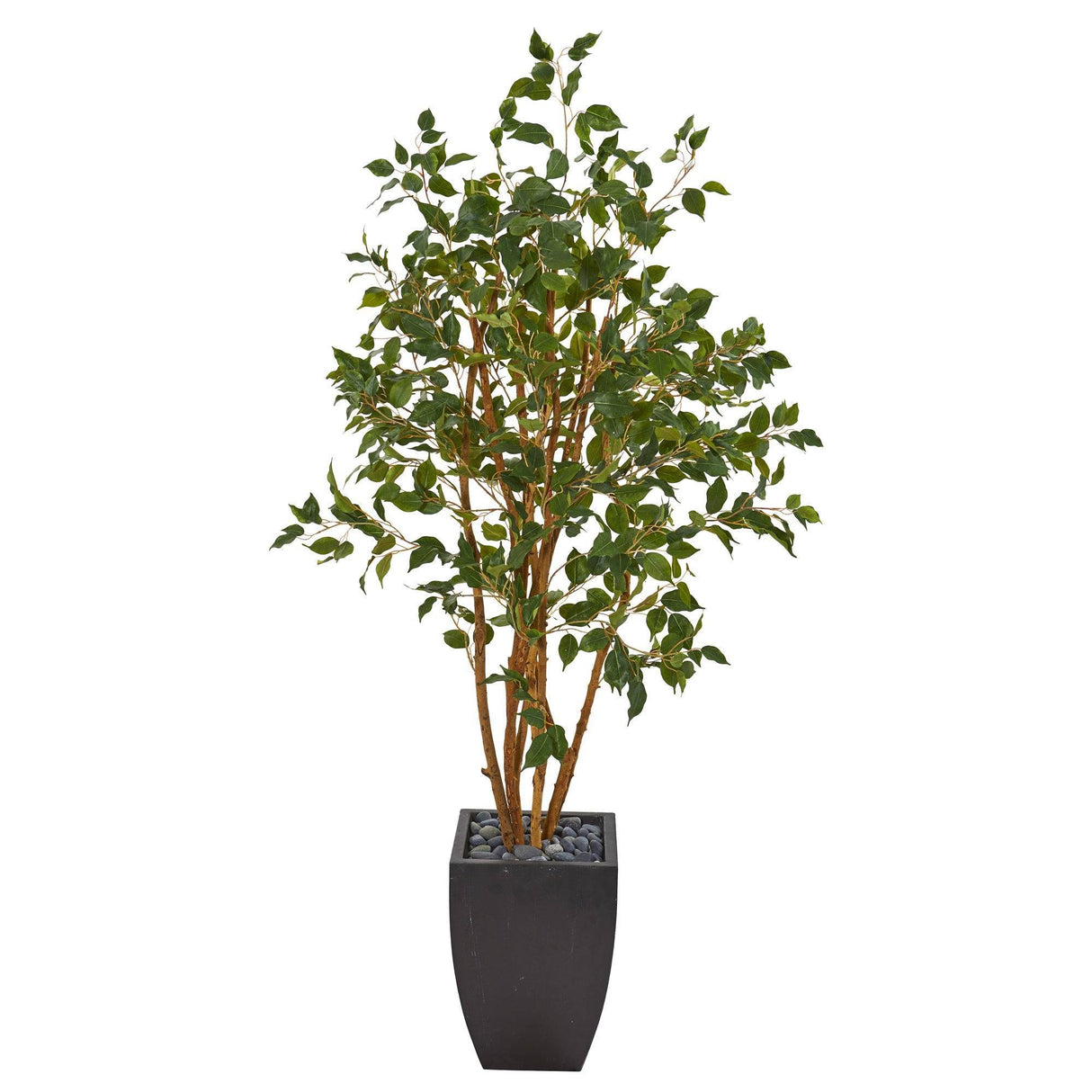 58” Ficus Artificial Tree in Black Planter-Parc Decor