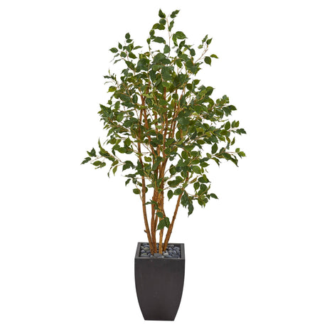 58” Ficus Artificial Tree in Black Planter-Parc Decor