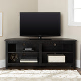 58" Transitional Wood Corner TV Stand-Entertainment-Parc Decor