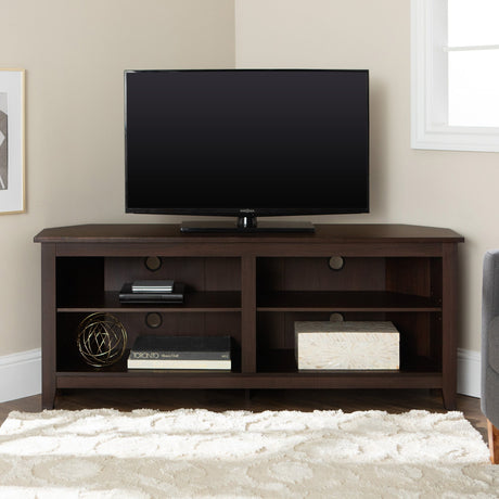 58" Transitional Wood Corner TV Stand-Entertainment-Parc Decor