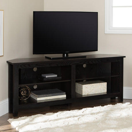 58" Transitional Wood Corner TV Stand-Entertainment-Parc Decor