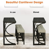 59" Rustic Dining&Bar Table Set with 3 Stools for Apartment, USB-A & USB-C Charging Ports-Parc Decor