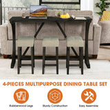 59" Rustic Dining&Bar Table Set with 3 Stools for Apartment, USB-A & USB-C Charging Ports-Parc Decor