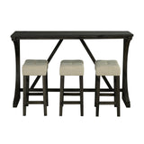 59" Rustic Dining&Bar Table Set with 3 Stools for Apartment, USB-A & USB-C Charging Ports-Parc Decor