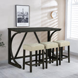 59" Rustic Dining&Bar Table Set with 3 Stools for Apartment, USB-A & USB-C Charging Ports-Parc Decor