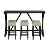 59" Rustic Dining&Bar Table Set with 3 Stools for Apartment, USB-A & USB-C Charging Ports