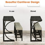 59" Rustic Dining&Bar Table Set with 3 Stools for Apartment, USB-A & USB-C Charging Ports